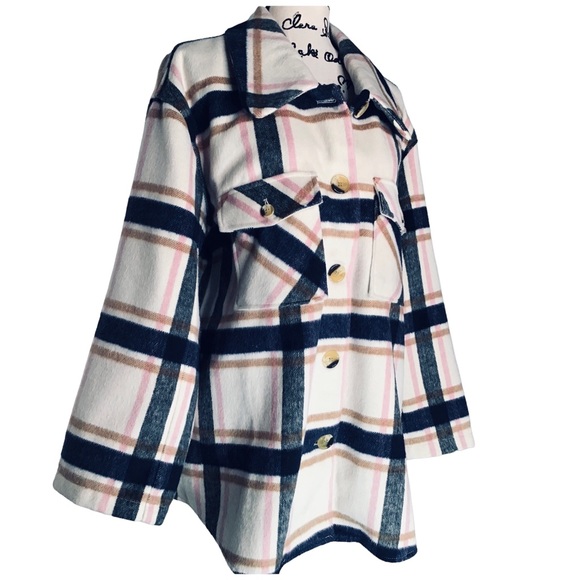 VIGOSS - Plaid Flannel Plus Size Shacket (Shirt + Jacket) Size 1 X NWOT - Picture 3 of 16